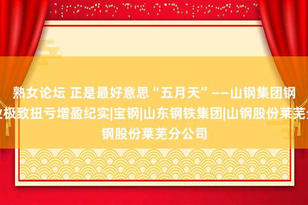 熟女论坛 正是最好意思“五月天”——山钢集团钢铁主业极致扭亏增盈纪实|宝钢|山东钢铁集团|山钢股份莱芜分公司