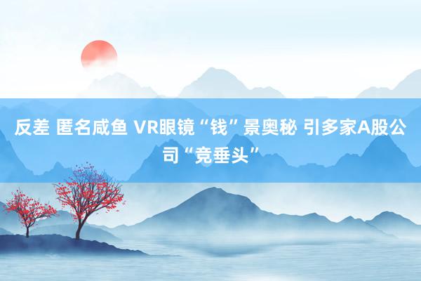 反差 匿名咸鱼 VR眼镜“钱”景奥秘 引多家A股公司“竞垂头”