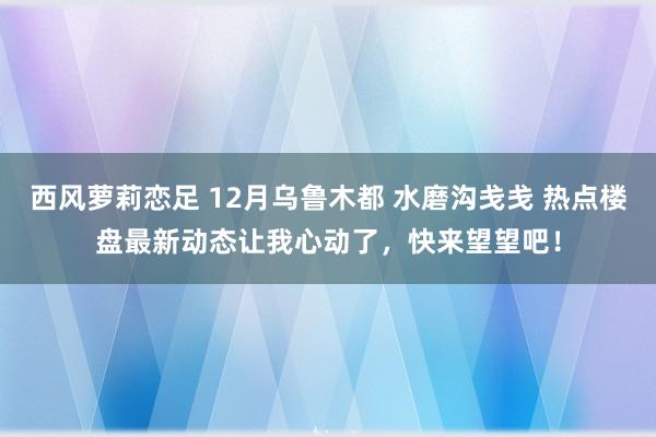 西风萝莉恋足 12月乌鲁木都 水磨沟戋戋 热点楼盘最新动态让我心动了，快来望望吧！